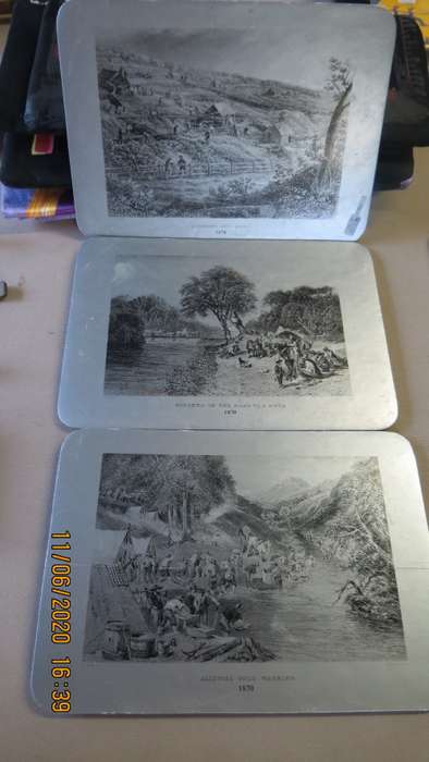 6 vintage place mats of historical places, 1870, as per photo