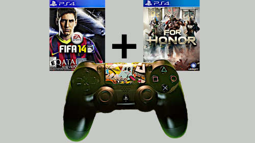 PS4 controller + 2Games - Authentic Official Sony Jet Black - V1 DUALSHOCK 4 DS4 - VeryGoodCondition