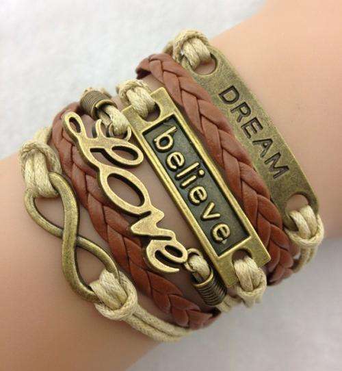 New Hot! "Dream Believe Love" Infinity Bracelet