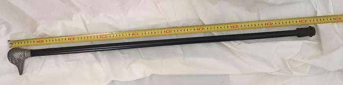 BLACK LACQUERED WALKING CANE WITH PEWTER DUCK HEAD HANDLE