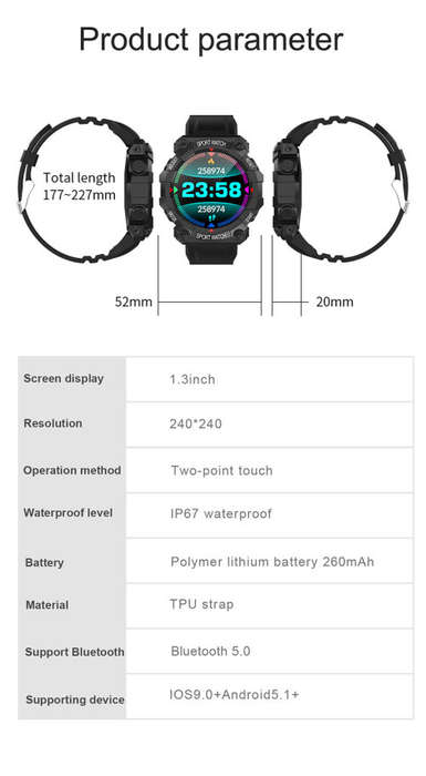 Fd-68 Bluetooth smart fitness watch green