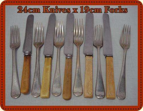 Beautiful Sheffield  Bone Handle Knives and Forks