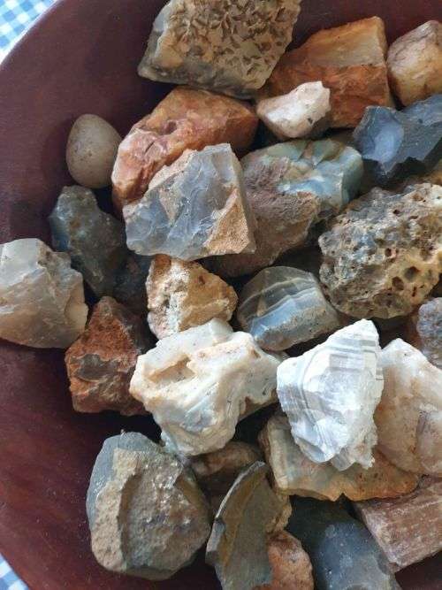 Wooden Bowl with Crystals