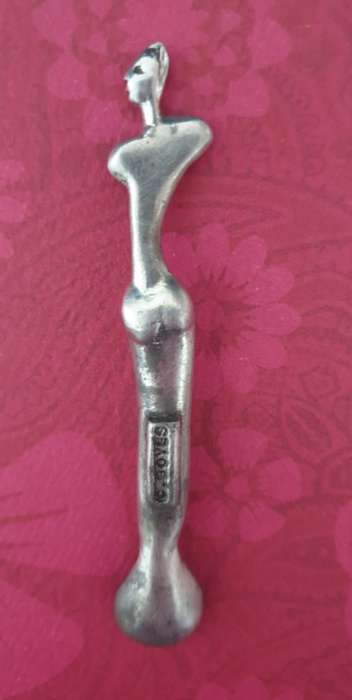 CARROL BOYES FUNCTIONAL ART !!!! - RARE WOMAN COIL PATTERN SMALL SALT SPOON