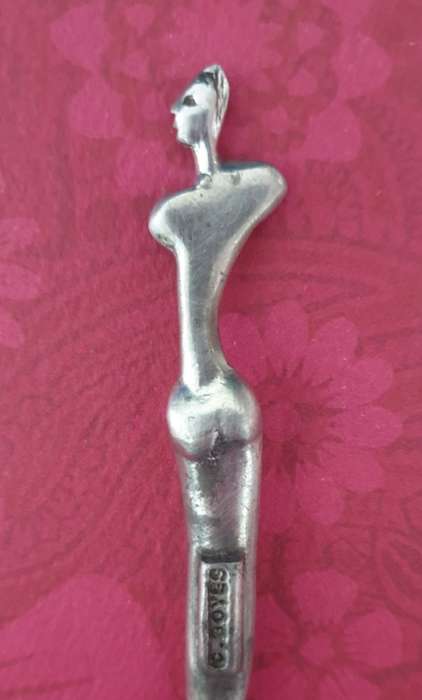 CARROL BOYES FUNCTIONAL ART !!!! - RARE WOMAN COIL PATTERN SMALL SALT SPOON