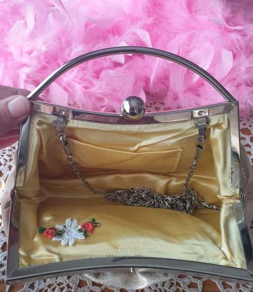 Small Handbag with Vintage Powder Compact