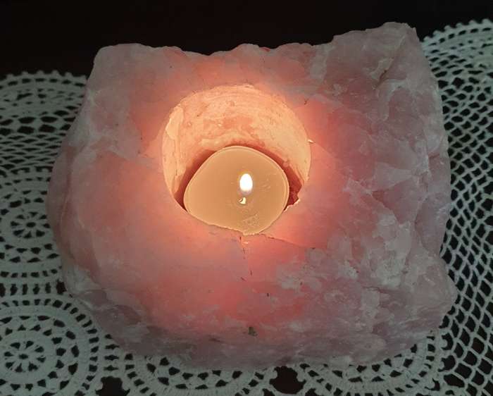 Rose Quarts Stone | CANDLE HOLDER | DECOR |