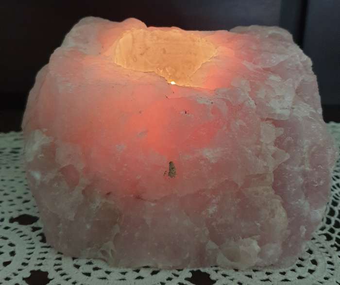 Rose Quarts Stone | CANDLE HOLDER | DECOR |