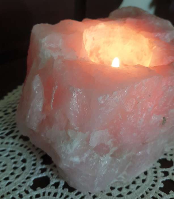 Rose Quarts Stone | CANDLE HOLDER | DECOR |
