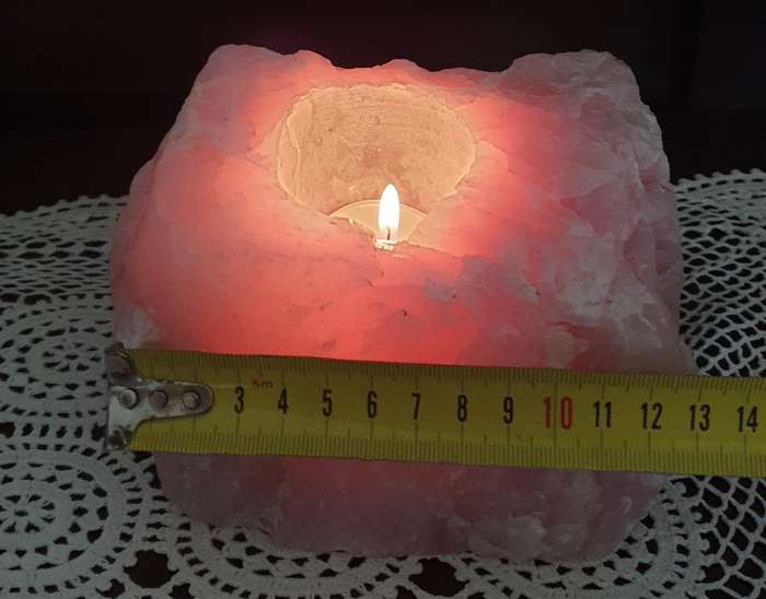 Rose Quarts Stone | CANDLE HOLDER | DECOR |