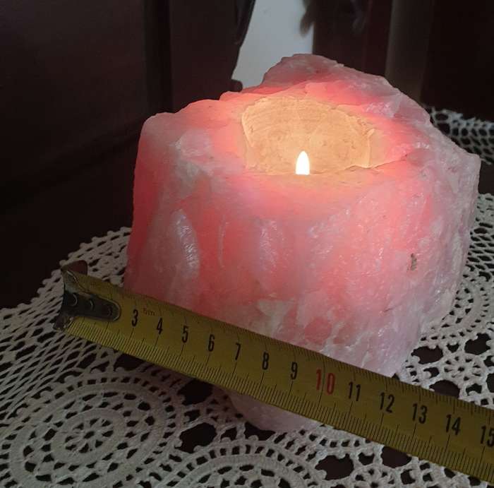 Rose Quarts Stone | CANDLE HOLDER | DECOR |