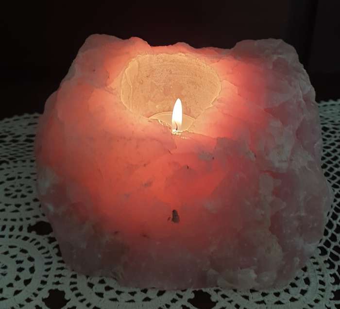 Rose Quarts Stone | CANDLE HOLDER | DECOR |