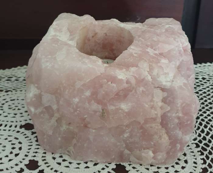 Rose Quarts Stone | CANDLE HOLDER | DECOR |