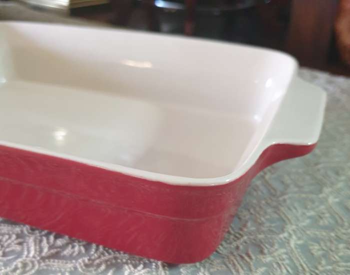 Medium Very Heavy Casserole Bowl | Very Good Condition | Bright Red |