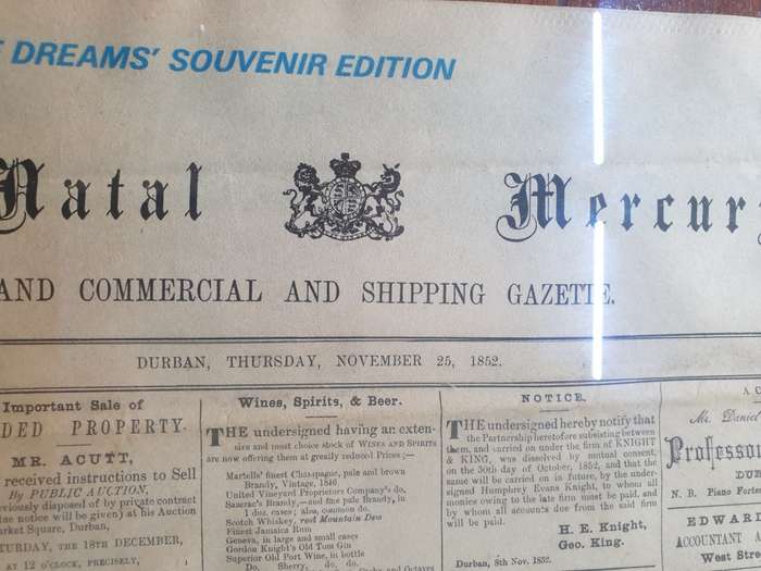 The Natal Mercury  25 November 1852