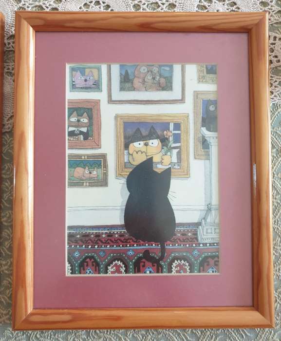 SET OF CAT PRINTS | ENGLAND | 1990 | FRAMED |