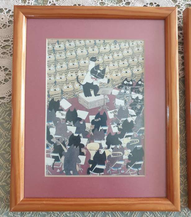 SET OF CAT PRINTS | ENGLAND | 1990 | FRAMED |