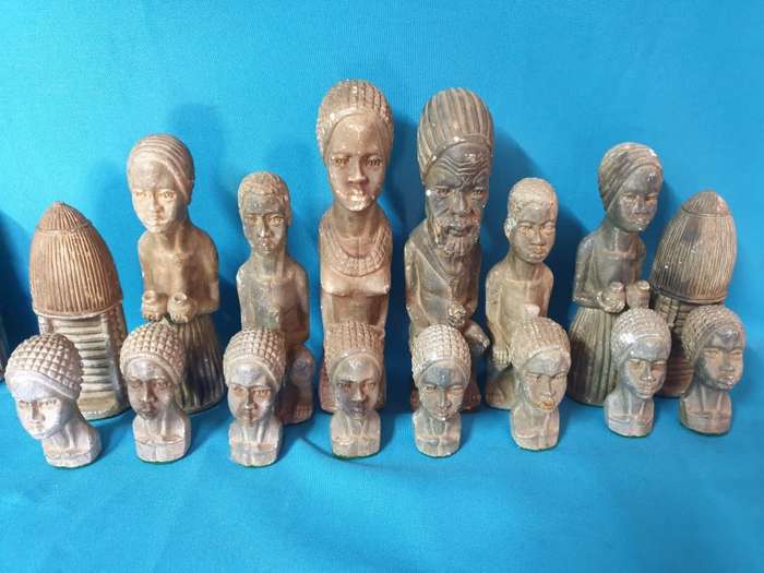 Soapstone hand carved african art theme chess set