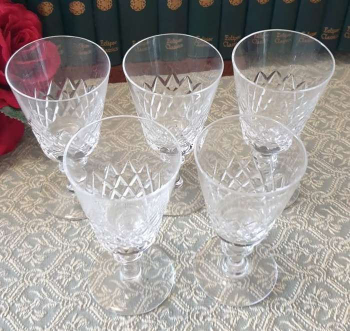 5 CRYSTAL SHERRY GLASSES