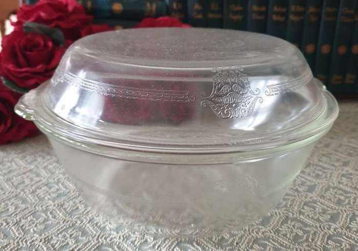 Vintage GLASBAKE with silver plated stand