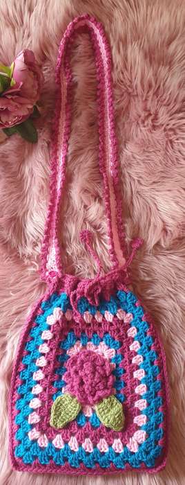 Handmade Crocheted Hobo Drawstring Bag Purse