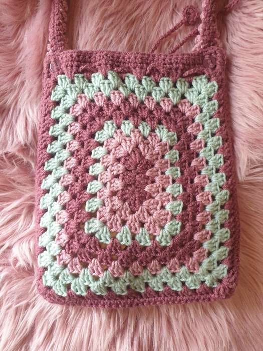 Handmade Crocheted Hobo Drawstring Bag Purse