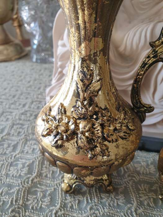 Set of Italian Floral Brass Pitchers