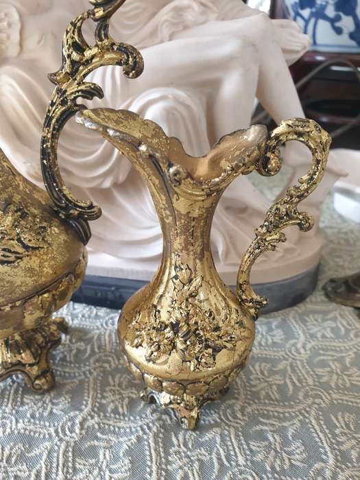 Set of Italian Floral Brass Pitchers
