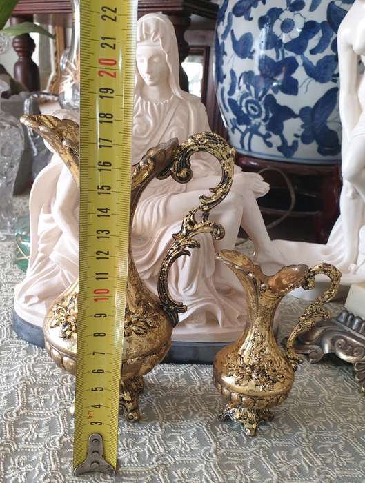 Set of Italian Floral Brass Pitchers