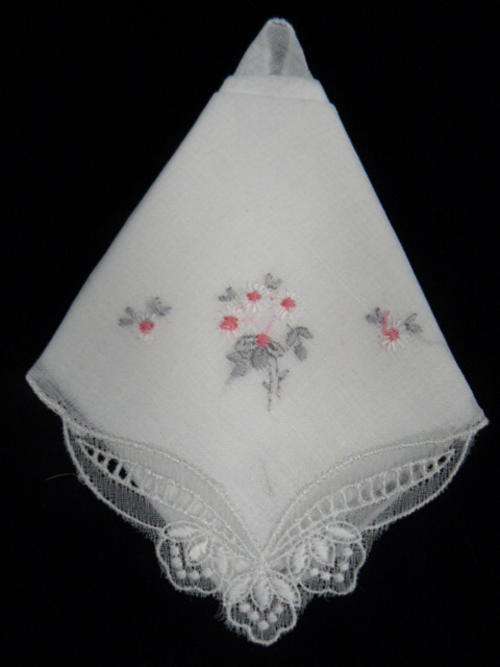 A VERY PRETTY COTTON EMBROIDERED HANKIE