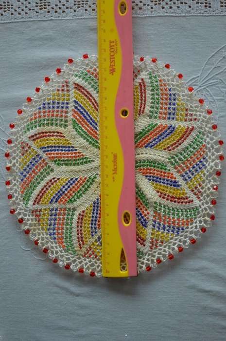 Vintage cotton beaded jug cover