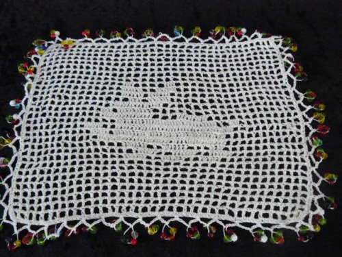 HAND CROCHETED COTTON BEADED DOLLIE BUNNY