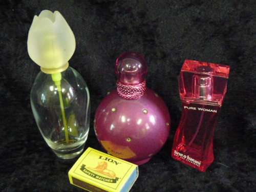 3 x PERFUME BOTTLES DECOR