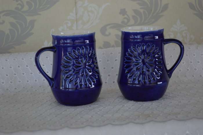 A Pair of stunning cobolt blue mugs