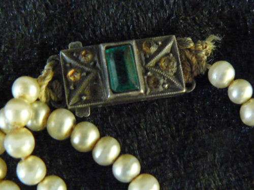 STUNNING FOUX PEARL NECKLACE LOVELY CLASP STAMPED 985