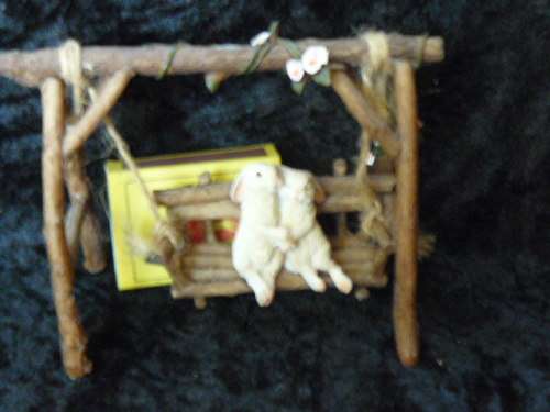 BUNNY ON SWING for fairy garden