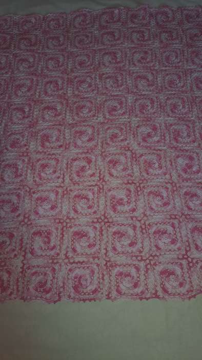 Vintage cotton hand crocheted shades of pink table cloth 85x85cm