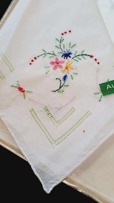 All pure linen Ireland embroidery hankies set of 3