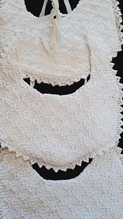 Vintage baby bibs. Hand crotcheted double cotton