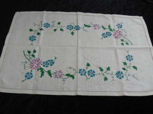 TRAY CLOTH VINTAGE COTTON HAND PAINTED