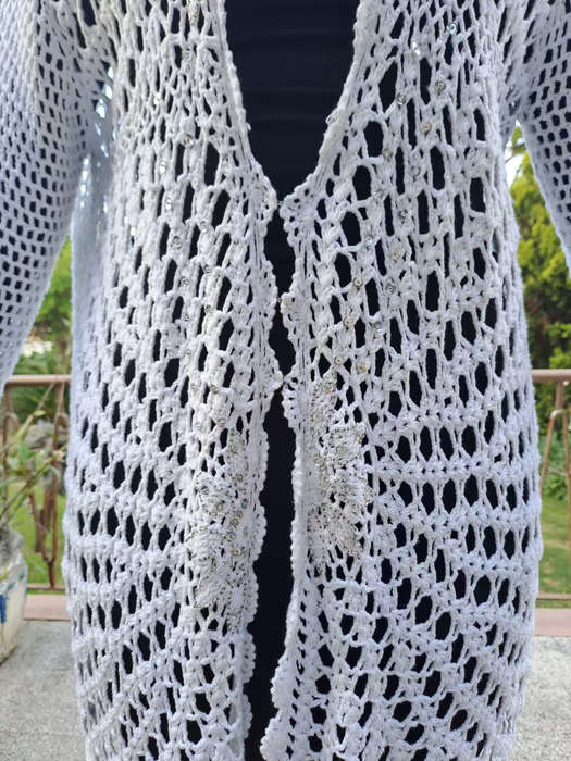 Hand crocheted (cotton)white over top