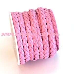 5mm Plaited Flat Leather CORD-PINK