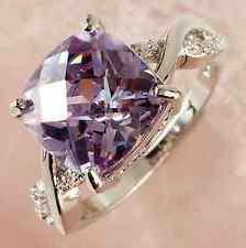 Elegant Women Blue Sapphire White Gold Filled Ring Size 9 Rings