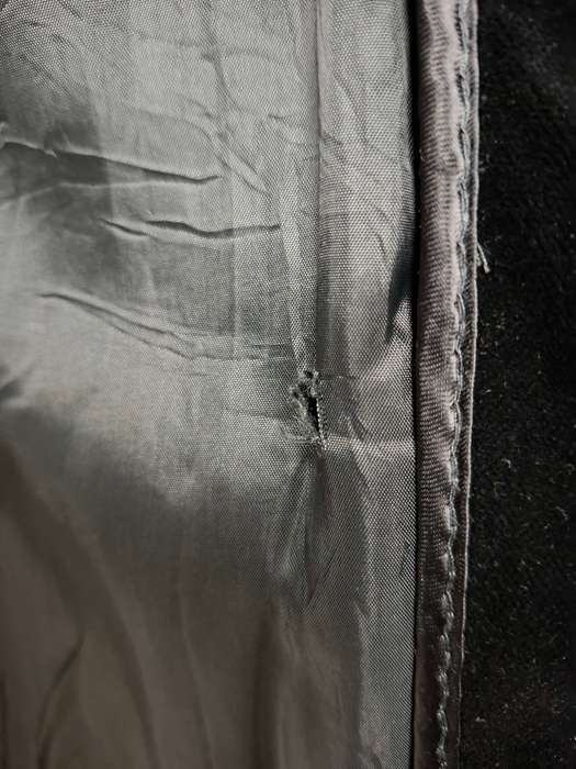 Vintage Wool Coat - Dark Grey with Black Velvet Collar & Cuffs - Size L