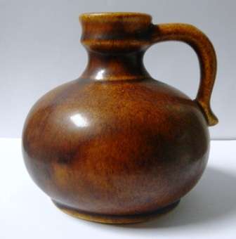 Mottled Brown Fat Stoneware Jug