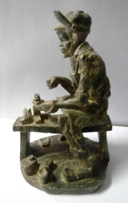 Beautiful Soapstone Sculpture of a Working Cobbler