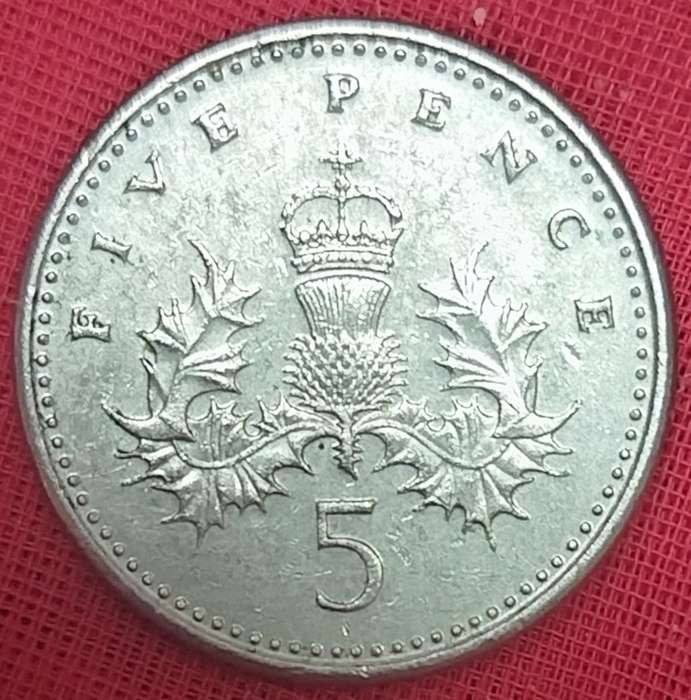 1990 -   FIVE Pence Coin      United Kingdom         SUN12909~