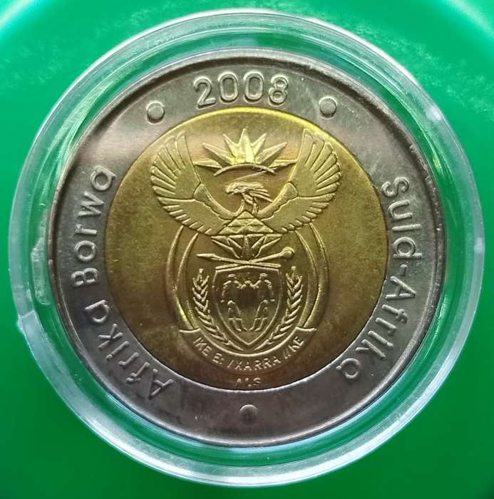 2008 SOUTH.AFRICA MANDELA 90TH BIRTHDAY R5 IN COIN HOLDER   14956