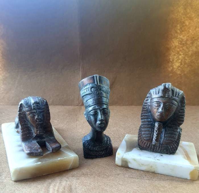 #8 - EGYPTIAN MARBLE FIGURES X3