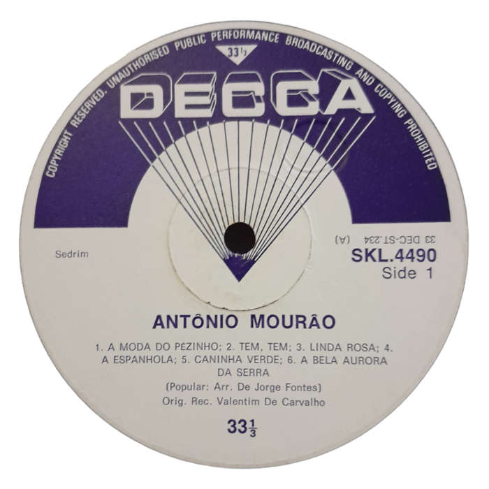 1970  António Mourão  Folclore Das Provincias - Vinyl, 7`, 33 RPM - Folk, World & Country - Good -